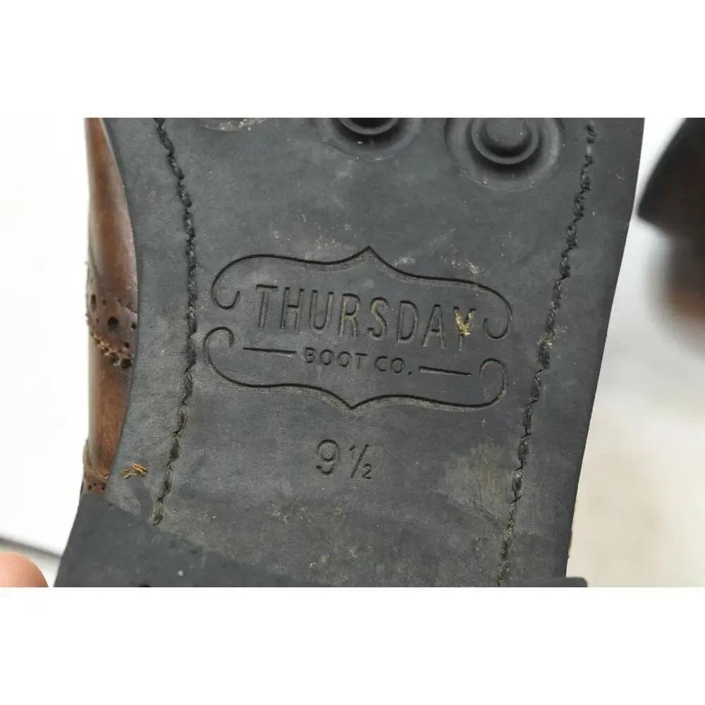 Thursday Boot Co Wingtip Boots Mens 9.5 Brown Leather Burnished Lace-Up